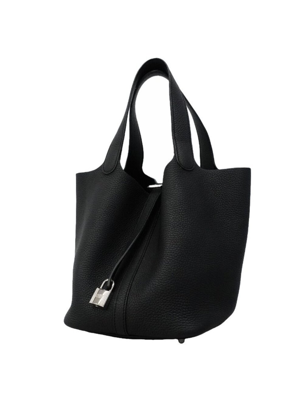 Hermes Handbag Picotin Lock MM Taurillon Clemence Black Silver